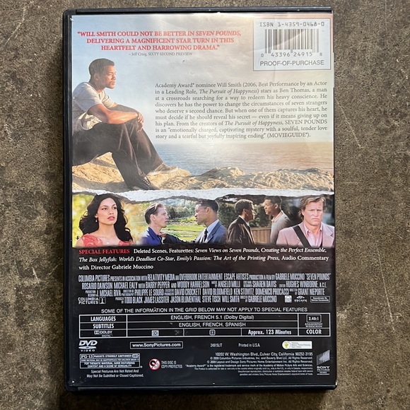 Seven Pounds movie DVD - Picture 2 of 4